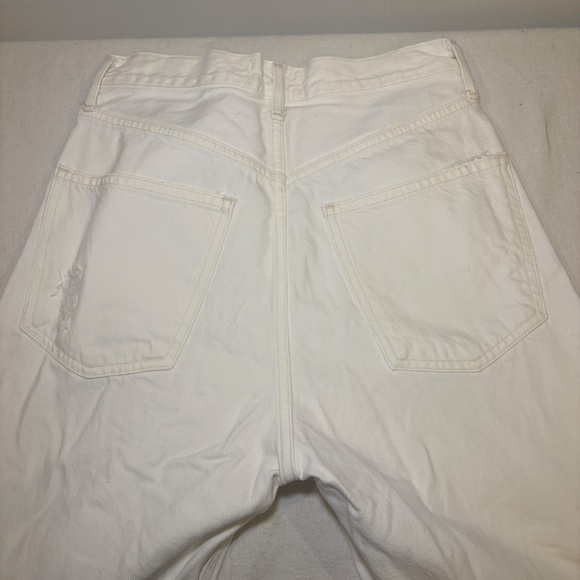 Agolde 90's Mid Rise Loose Fit White Jeans Size 23 Vanish White distressed - Picture 15 of 16